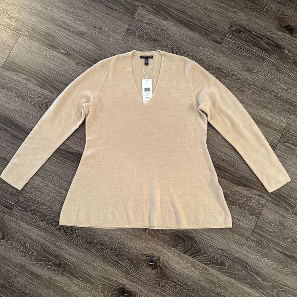Eileen Fisher 100% Superfine Merino Wool V Neck Sweater New - Picture 1 of 10